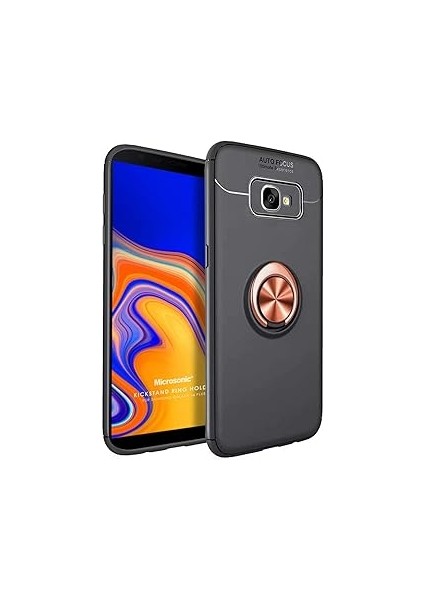 Microsonic Galaxy J4 Plus Kılıf Kickstand Ring Siyah Rose [galaxy J4 Plus ile U
