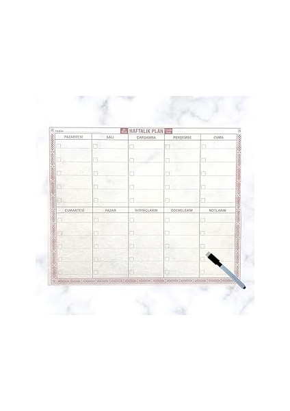 Buffer® Şeffaf Kendiliğinden Yapışkanlı Kalemli Haftalık Planlayıcı 40CM-50CM