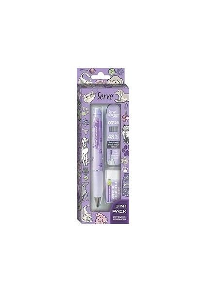 Doğa Desenli Deep Kalem, Deep Silgi ve Deep Min, 0.7 Mm, Lavanta