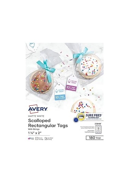 Avery Printable Etiket ile Tel, Cilalanmış, 2 x 1,25 Inç, 180 Adet (22848) 2" x 1 1/4"