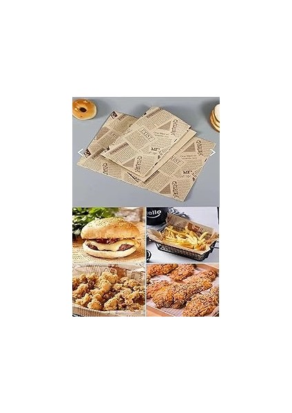 Malimoon 2024 Vintage Gazete Desenli Yağlı Kağıt, Kendinden Desenli Mutfak Sunum Kağıdı, Yemek Sunu