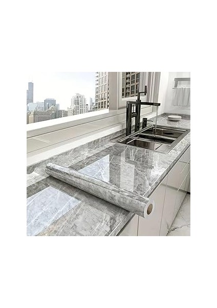 Buffer® Desenli Sticker Folyo Atina Grisi 60CM*5MT