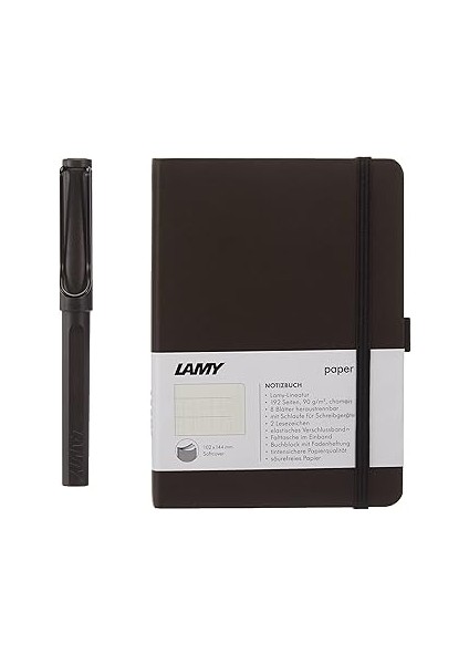 A6 Mat Siyah Defter+ Mat Si̇ya Roller Kalem