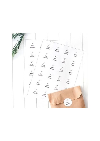 Bimotif Yılbaşı Mesajları Sticker Seti, 2.75 cm 2 Sayfa (Beyaz)