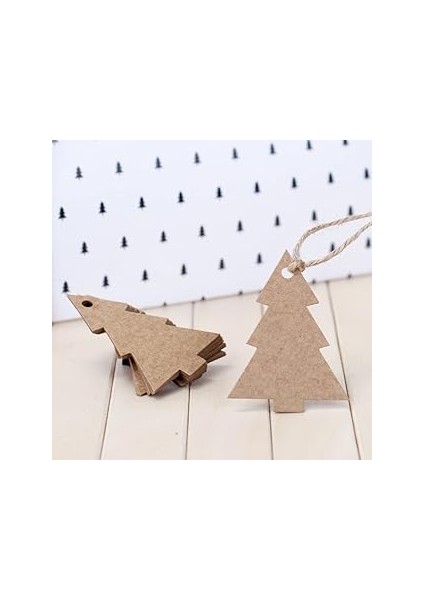 Renkli Etiket Çam, Kraft 20 Adet