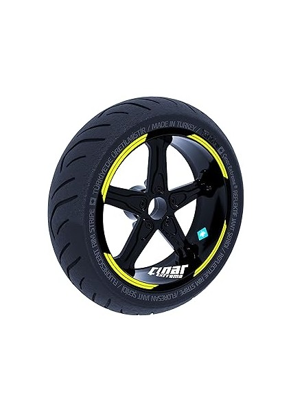 Çınar Extreme Double Stripe Tasarımlı Floresan Sarı Jant Şeridi Sticker