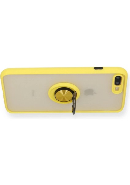 Newface iPhone 7 Plus Kılıf Montreal Yüzüklü Silikon Kapak - Sarı modelleri