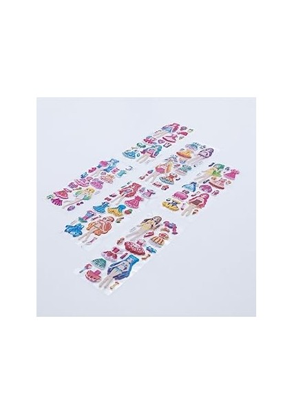 Bimotif 6 Adet Kabartmalı Yapışkan Sticker, Renkli Kız Kıyafetleri
