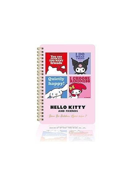 Kitty ve Arkadaşları Spiralli Günlük (Journal) 14X20CM - Bana 1 Dk Ayırabilir Misin?