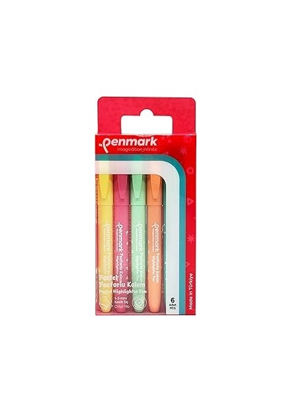 Penmark Kalem Tipi Fosforlu Kalem 6'lı Bristol Pastel