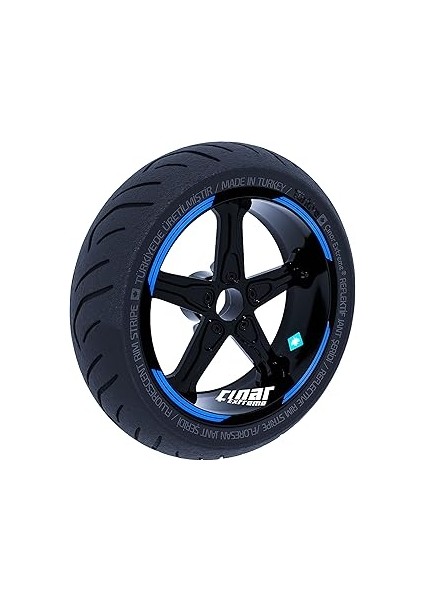 Çınar Extreme Double Stripe Tasarımlı Azur Mavi Jant Şeridi Sticker