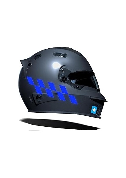 Çınar Extreme Reflektif Mavi Damalı Kask Motosiklet Sticker Takımı