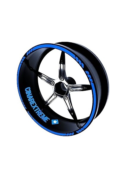 Çınar Extreme 4 Parçalı Kesikli Tasarımlı Azur Mavi Jant Şeridi Sticker