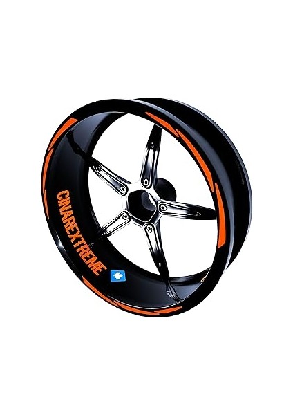 Çınar Extreme 3 Parça Tasarımlı Alev Turuncusu Jant Şeridi Sticker