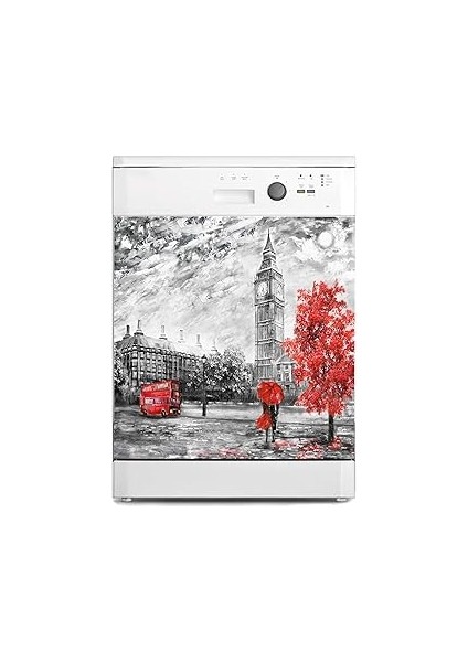 Bulaşık Makinesi Sticker Kaplama Beyaz Eşya Kaplama Saat Kulesi Yağlıboya
