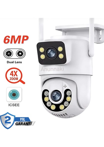 Ip Ptz Full Hd Wifi Güvenlik Kamerası Icsee Smart Gece Görüşlü Ses Kayıtlı Çift Lensli Kamera