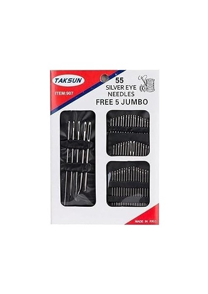 55 Parça Gümüş Göz Iğne Seti, 5 Adet Iğne