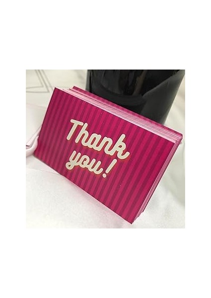 Casalinghi Pembe Çizgili Thank You ! Kartı Ticaret Hediye Kartı Müşteri Memnuniyeti (20 Adet) (Pe