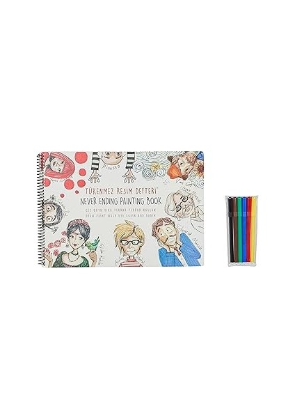 Funny Mat Tükenmez Resim Defteri 3 25X35CM & 6'lı Keçeli Kalem