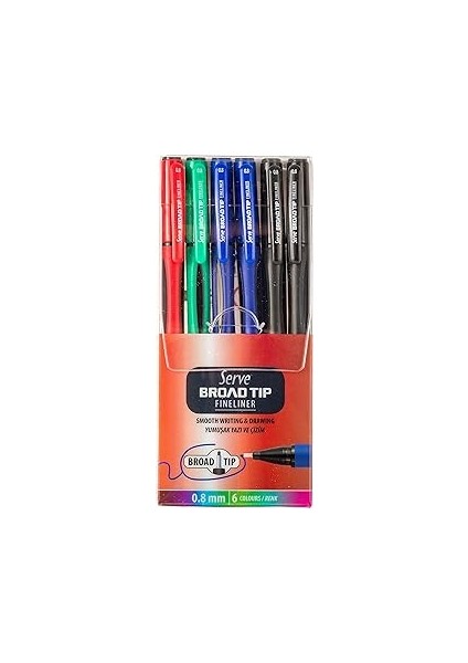 Broad Tip Fineliner 08 Karma Pet 6li Blister