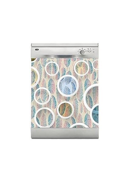 Bulaşık Makinesi Sticker Kaplama Beyaz Eşya Kaplama Yuvarlak Desen Yaprak