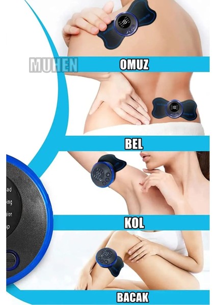 LCD Ekranlı Şarjlı Kelebek Masaj Bandı, 8 Modlu Kas Stimülatörü