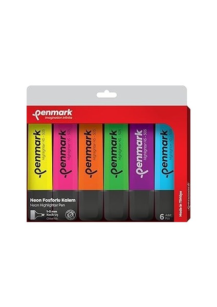 Penmark Fosforlu Kalem 6'lı Karışık Renk Neon