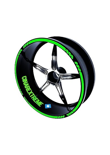 Çınar Extreme 4 Parçalı Kesikli Tasarımlı Floresan Yeşil Jant Şeridi Sticker