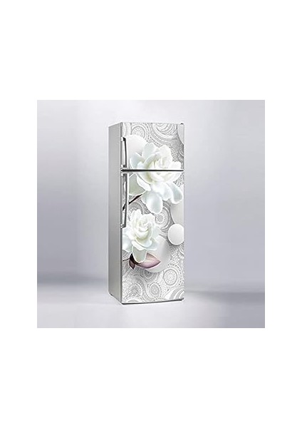 Buzdolabı Sticker Kaplama Dolap Kaplama Etiketi 3D Beyaz Gül