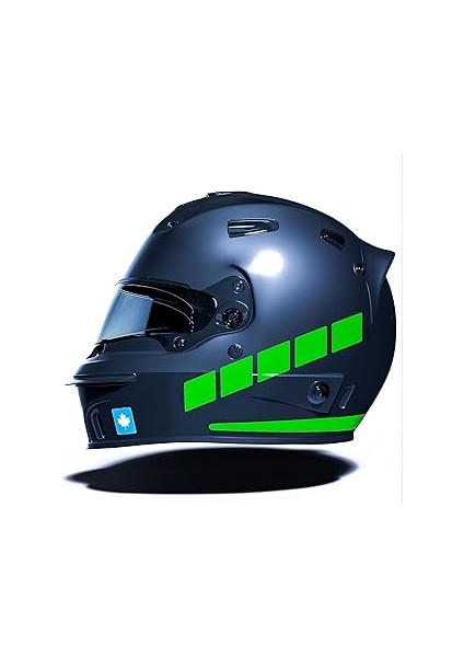 Çınar Extreme Şerit Tasarımlı Orman Yeşili Motosiklet Kask Sticker