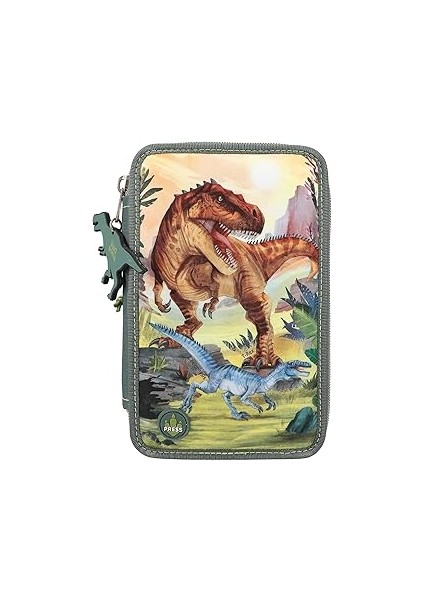 Depesche 11772 Dino World 3 Bölmeli Kalem Kutusu, LED Manzara