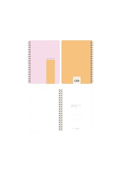 Paperora A5 Spiralli Karton Kapak Kareli Okul Defteri 80 Yaprak 4'lü Set - Ders Programlı - Renkli