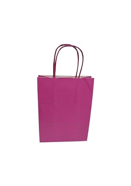 Burgu Saplı Kâğıt Torba Çanta Kraft Torba Kağıt Çanta Pembe 18X8X24 cm (25 Adet)