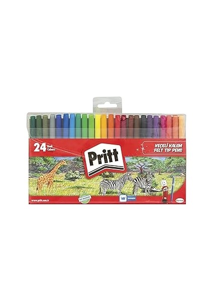 Pritt Keçeli Kalemler, Dostu Zararsız Boya, Su Bazlı Renkli Kalem, Silinebilir Boya Kalemi, D