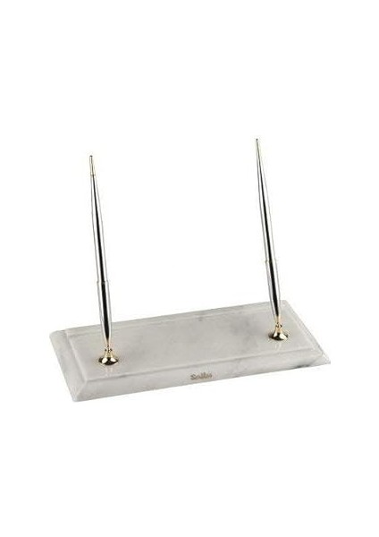 Scrikss Ikili Kalem Masa Takımı Beyaz Mermerli, Dolma Kalem-Dolma Kalem Krom