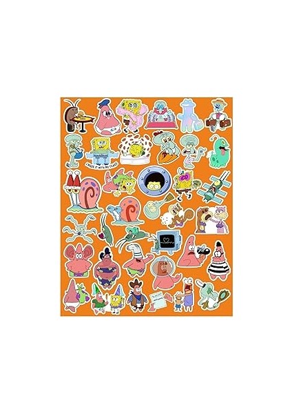 Ms Major Selection Sünger Bob Şort Seri 3 Sticker Telefon Laptop Notebook Tablet Defter Matara