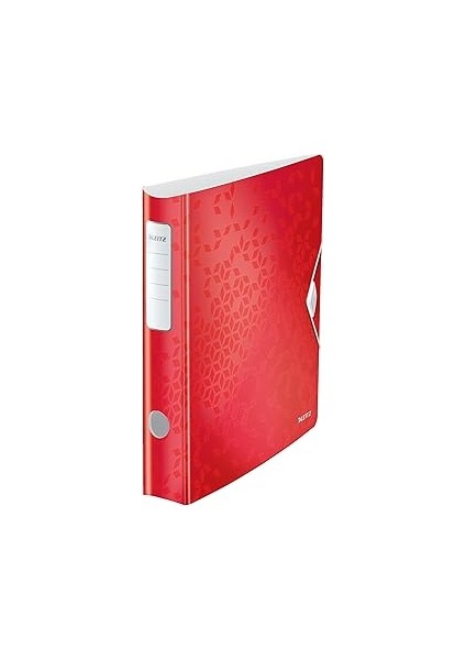 Leitz Wow Telli Dosya, Metalik Kırmızı, A4 Klasör, Kavisli Sırt, 65 mm Genişlik, Elastik Sabitleme,