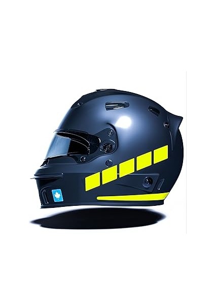 Çınar Extreme Şerit Tasarımlı Floresan Sarı Motosiklet Kask Sticker