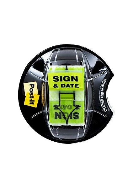 Post-It "sign And Date" Bayrakları, 200/MASA Kavrama Dispenseri, 1 Dispenser/paket, 1 "geniş, Parla