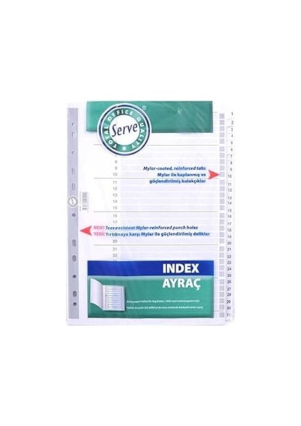 Karton Ayrac 1-31 Rakam A4