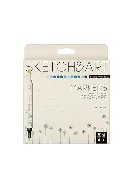 Sketch & Art Çift Taraflı Marker Kalem 12 Renk-Deniz