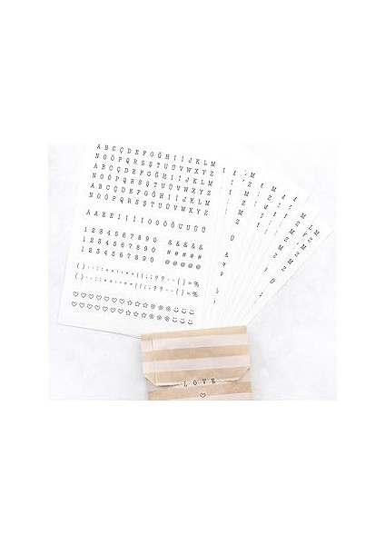 Bimotif Şeffaf Harf-Rakam Sticker Seti, 8X10 mm 10 Sayfa