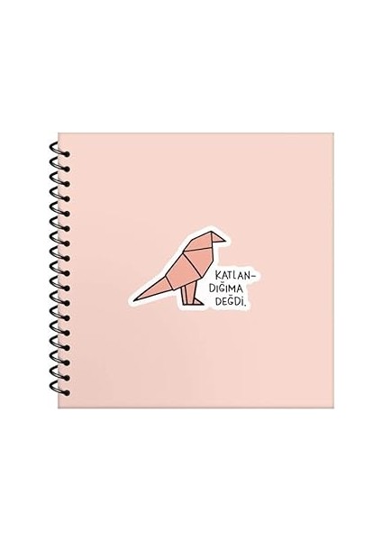 Hisli Şeyler 50 Yaprak Çizgili Sert Kapak Stickerli Defter, Katlandığıma Değdi, 16X15CM