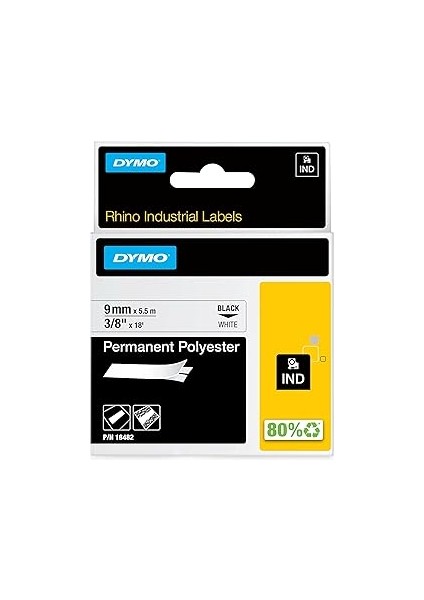 Rhinopro Sabitpolyester Şerit 9mmx5,5m Beyaz/siyah