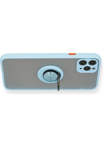 Newface iPhone 11 Pro Max Kılıf Montreal Yüzüklü Silikon Kapak - Buz Mavi modelleri