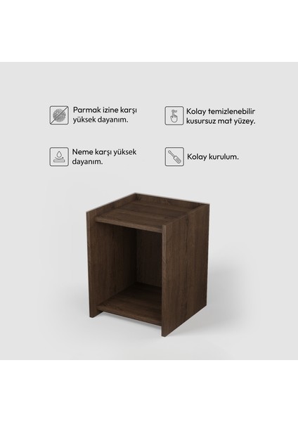 Elbin Komodin | 40 cm - 2 Raflı Ceviz Renkli