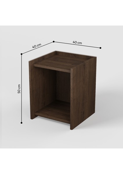 Elbin Komodin | 40 cm - 2 Raflı Ceviz Renkli