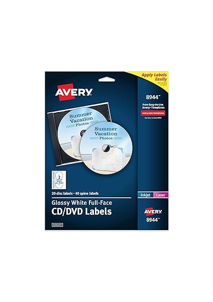 Avery 8944 Beyaz Saç-Set (S) Kendinden Yapışkanlı Etiket – Kendinden Yapışkanlı Etiketler (Beyaz, 6