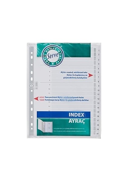 Karton Ayrac 1-20 Rakam A4
