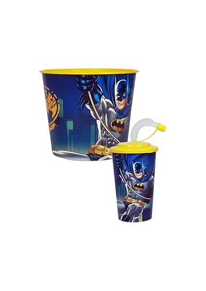 Odavar Renkli Popcorn, Çerez, Pipetli Pratik Bardak Seti,atıştırmalık, Mısır Kovası, 2li Set, (Sarı